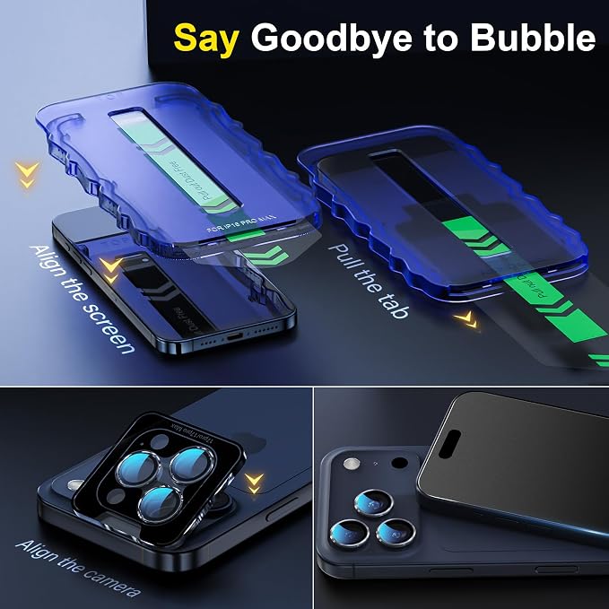 YWXTW 2 Pack for iPhone 17 Pro Matte Screen Protector 6.3 Inch + 1 Set Camera Lens Protector, [1S Pull-Out] Anti Glare Anti Fingerprint 17 Pro Glass Screen Protector, Bubble Free, Smooth as Silk - Image 3