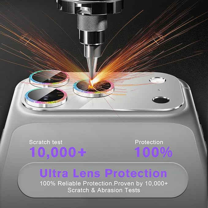 2 Pack for iPhone 17 Pro Max Camera Lens Protector | Bling Tempered Glass 9 Hardness,Anti-Scratch High Definition Camera Screen Protector (Multi-coloured) - Image 4