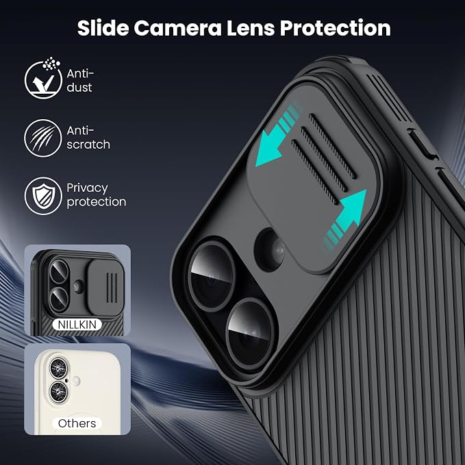 Nillkin for iPhone 17 Case with Slide Camera Cover & Thin Slim Fit | Shockproof Protective | Protector Privacy | Phone Case Camera Lens Protector, Black - Image 2