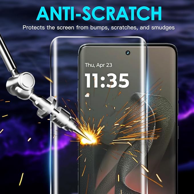 Didisky 2 Pack Screen Protector for Motorola Moto Edge 2025, Edge 60 Fusion, 60 Pro Tempered Glass, 3D Curved Full Coverage, Bubble Free, Anti Scratch,HD Clear,Easy to Install,9H Hardness - Image 3
