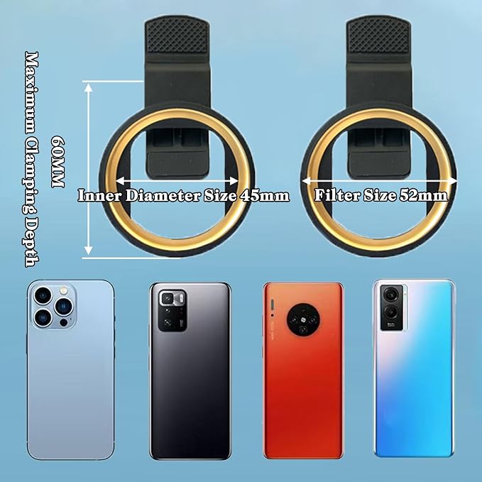 10 in 1 Phone Camera Lens Kit, 52mm Clip-on Glass CPL Polarizing Lens for iPhone with 10 x Macro Lens, 7 Color Lens Filters and CPL Filter - Image 5