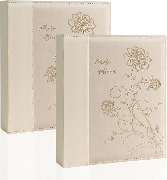 Artmag Photo Album 5x7 2 Packs Clear Pages Pockets Leather Cover Slip Slide in Photo Album Book Each Holds 50 Vertical 5x7 Photos Picture Book for Wedding Family (Beige) by Artmag