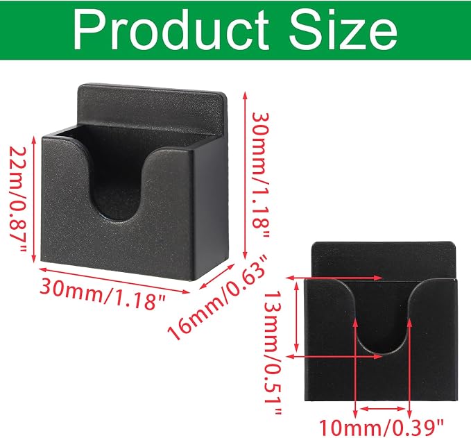 2PCS Black Radio Microphone Hanger, 30x30x16mm, Style 2 | Adhesive Back, CB Microphone Holder, Plastic Car Mic Hanger, For Cars Homes Offices - Image 2