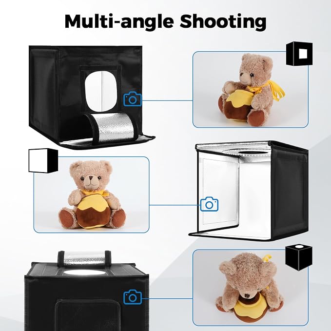 Photo Light Box, 12/16/20/24/32/47 Inch Photography Light Box with CRI>95 120 Light Beads. Dimmable Shooting Tent Kit with White and Warm Light. 6 Backdrops Photo Booth for Studio Products Display - Image 2