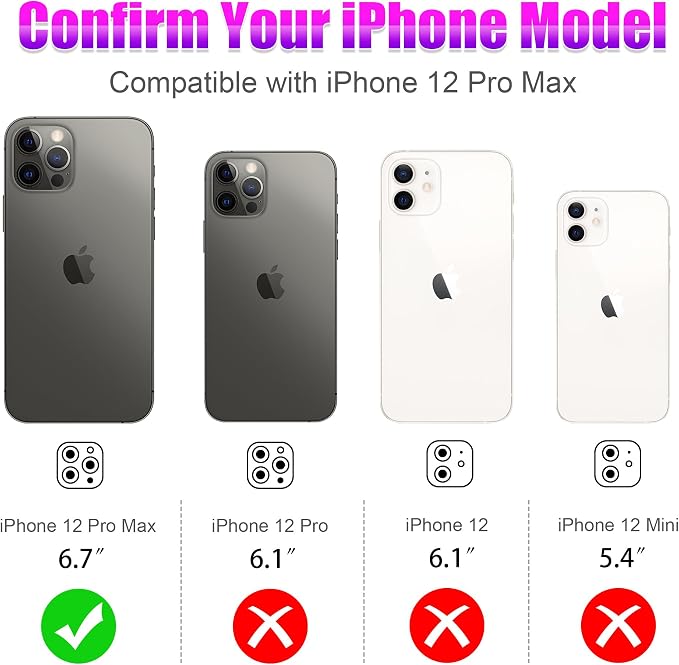 AGVEE 3+3 6 Pack for iPhone 12 Pro Max Camera Lens Protector Cover | Individual Bling Diamond & Bling Glitter Sparkle Cute Gem Metal Ring, 9H Tempered HD Glass - Image 2