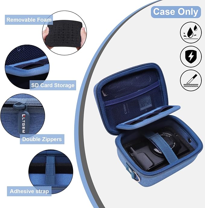 Camera Case Bag Compatible with Canon PowerShot G7 X Mark III, Mark II, SX740 HS, Sony ZV-1, KODAK PIXPRO WPZ2 Digital 4K Vlogging Camera, Point and Shoot 4K Video Camera Bag, Blue (Case Only) - Image 5