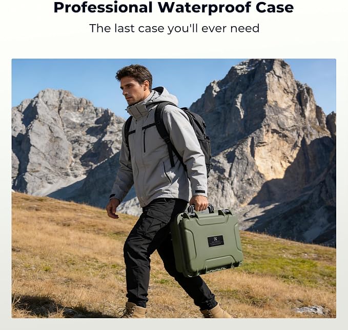 K&F CONCEPT Waterproof Hard Case, IP67 Protective Case with Pre-Scored Foam | Pick & Pluck Foam, Waterproof, Dustproof, Shockproof, HardShell Case for Camera & DJI Drone & Equipment Storage, BC01 - Image 7