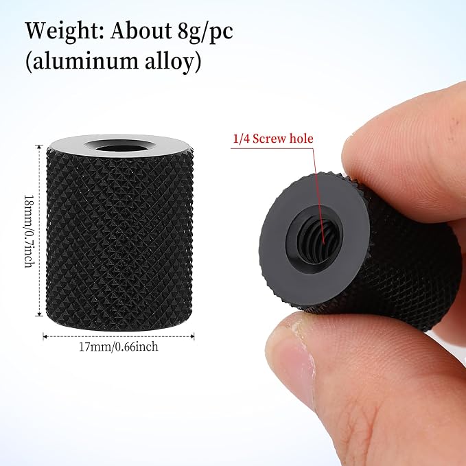 4 Pcs Double Female Thread Tripod Cylinder Adapter Screw 1/4 to 1/4 with Center 1/4-20 Thread Photography Equipment Camera Tripod Nut Accessories Suitable for Electric Rails and Light Stands - Image 2