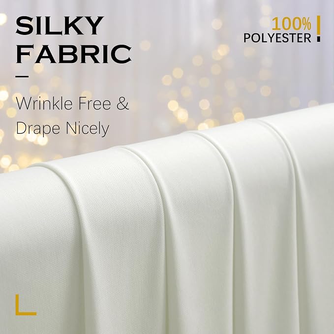 20x12 ft Ivory Backdrop Curtains for Weddings Parties, Birthdays and Photos | 4 Panels 5x12 ft, Wrinkle-Free Polyester Drapes, Washable, Ironable, 4 in Rod Pocket for Baby Showers Photography Background - Image 6