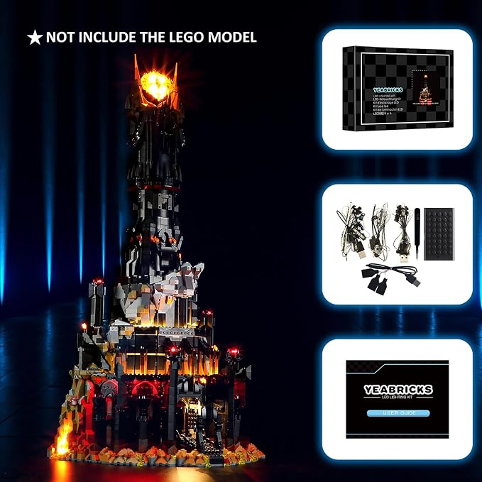YEABRICKS LED Light Kit for Lego Lord of the Rings Barad-dûr 10333 | Beginner-Friendly DIY LED Light Kit for Lego 10333, Ideal Home Decor & Birthday Gift for Fans (Model Not Included) - Image 5