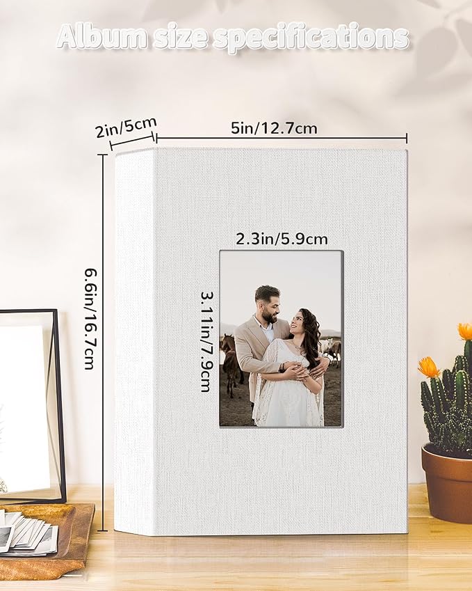 Artfeel Photo Album 4x6 with 100 Pockets,Slip-in Picture Albums,Linen Cover Memory Book with Front Window,White Page Vertical Photo Book for Wedding,Family,Anniversare,Baby,Vacation - Image 3