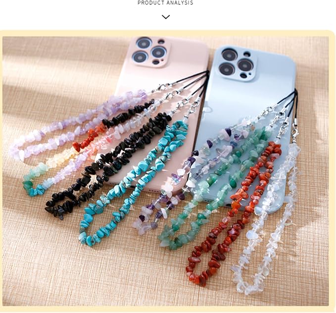 Phone Charms Chain Strap CelllPhone Lanyard Wrist Strap Natural Gem Stone Charms for Phone Women Girls(3) - Image 5