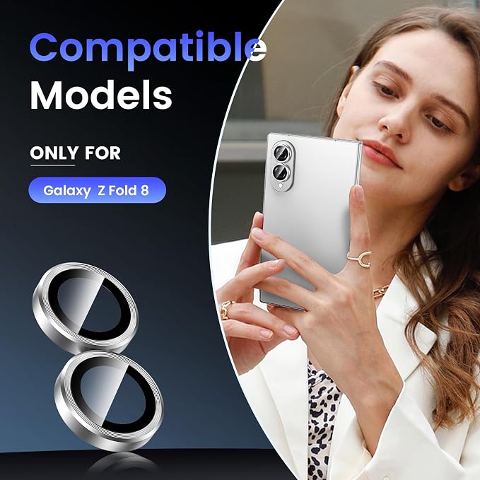 Tensea Camera Lens Protector Compatible for Samsung Galaxy Z Fold 8 | 9H Tempered Glass Camera Cover Screen Protector Metal Individual Ring 【Case Friendly】【Installation Tray】【Military Protection】 - Image 2