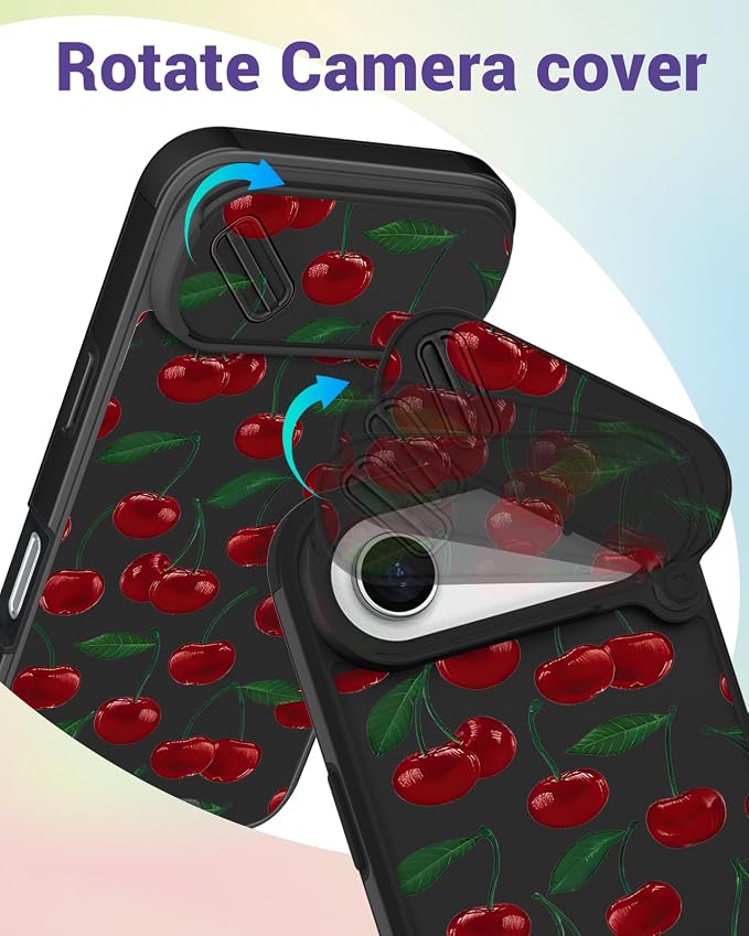 Buleens for iPhone 17 Air Case 6.5 Inch - with Ring Stand & Camera Cover Aesthetic Cute Designed for Women Girls Girly Pretty Kawaii Cherry Phone Case for iPhone 17 Air Compatible with Magsafe - Image 3