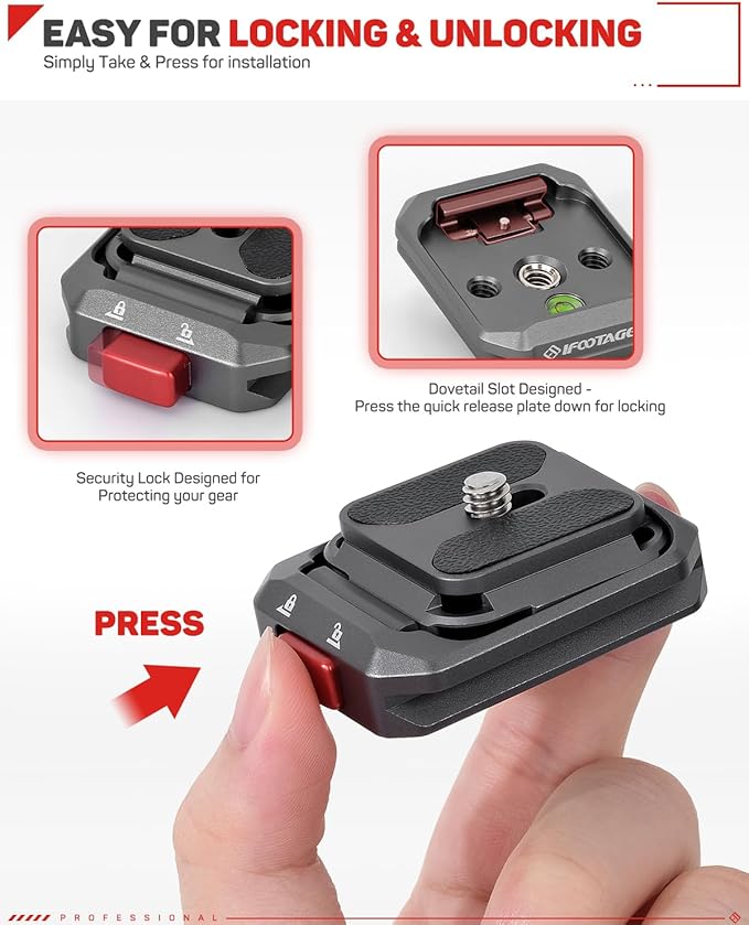 IFOOTAGE Q38 Quick Release Plate Camera Tripod Mount Adapter | QR Adapter with 1/4" Screw Compatible with Sony Canon DSLR Cameras, Tripods Monopods Sliders Stabilizers Monitors - Image 2
