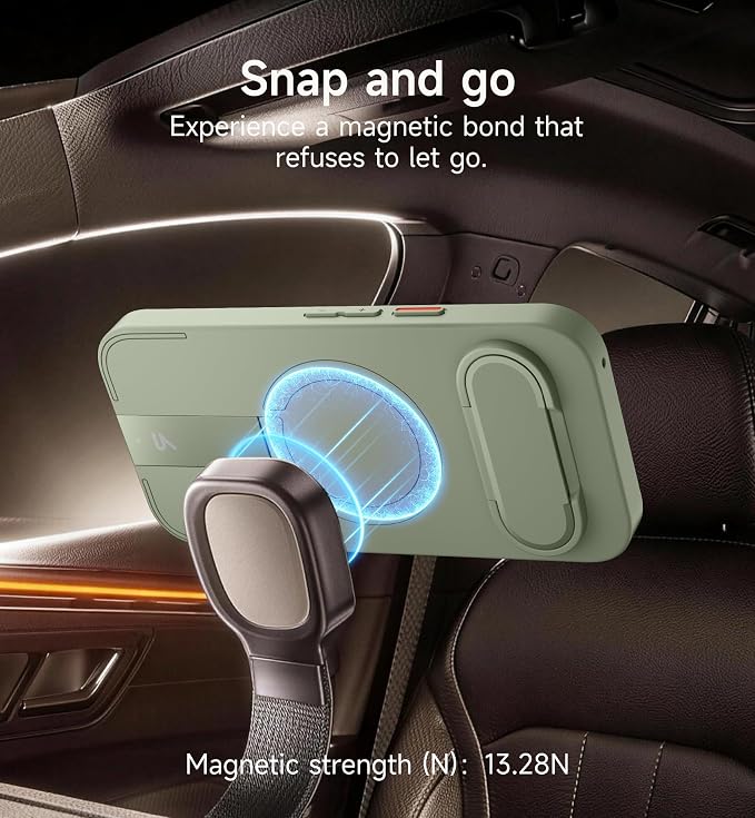 SURITCH for Google Pixel 9a Phone Case, Compatible with MagSafe, Protective Cover with Camera Cover & Adjustable Metal Kickstand for Pixel 9a -Sage Green - Image 4