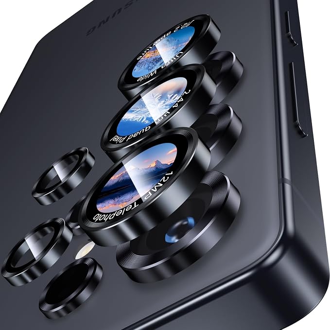 Uyiton for Samsung Galaxy S25 Ultra Camera Lens Protector, Unique Design | Case-Friendly, Military-Grade Sapphire Glass with Aluminum Metal Rear Camera Screen Cover, Black (6.9 inch) - Image 8