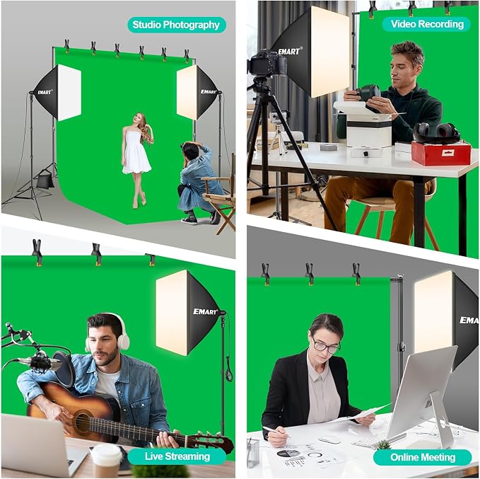 EMART 8.5 x 10 FT Photography Lighting Kit with 85W LED Bulbs for Portrait | 8.5x10FT Backdrop Stand 10x12FT Backdrop, 3000-6000K Bulb Softbox Lighting Kit Professional Studio Lights for Video Recording - Image 7