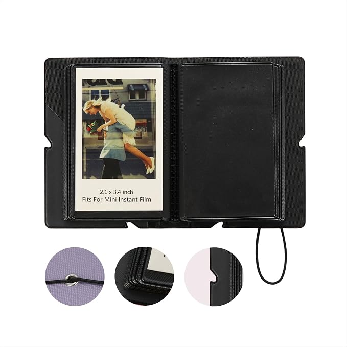 2x3 Instax Mini Photo Album, 28 Pockets. Antique Violet, 2PK | Portable Wallet Size Album Stores 2x3 inch Instant Photos. Fits Polaroid, Instax Mini, Kodak Mini Prints and Zink. - Image 3