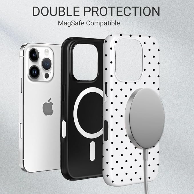 TPU Phone Case for iPhone 16 Pro Max, MagSafe Wireless Charging Compatible, Shockproof Slim Fit Protective Cover with Anti-Yellowing & Raised Camera Protection (Polka dot 8, iPhone 16 Pro Max) - Image 6