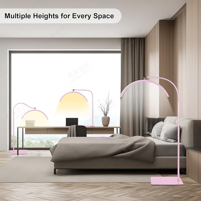Half Moon LED Floor Light - Professional Shadow-Free, Dimmable Lamp | for Lash Techs, Estheticians & Tattoo Artists | Eyelash Extensions, Nail Art, Home & Office (Pink) - Image 6