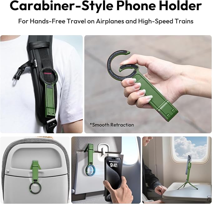 ULANZI MA30 Magnetic Phone Tripod Stand for iPhone - Aluminium Maglock Smartphone Mini Tripod Pocket Cell Phone Stand Strong Magnet Quick Mount Compatible with iPhone 17 16 15 14 13 12 Series, Green - Image 2
