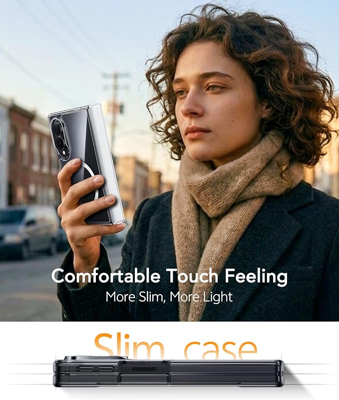 FNTCASE for Samsung Galaxy Z Fold 8 Case, Fit for Magsafe, Hinge Protection | Screen Protector, Translucent Matte Magnetic Back, 18FT Military Grade Drop Proof, Protective Phone Cover, Clear - Image 8