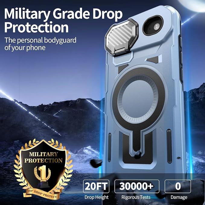 Camera Stand Case for iPhone 17 Air, [Compatible with MagSafe] [Lens Cover] 2025 Version Military Grade Protective Soft Case for iPhone 17 Air 6.5 inch Men Women, Blue - Image 4