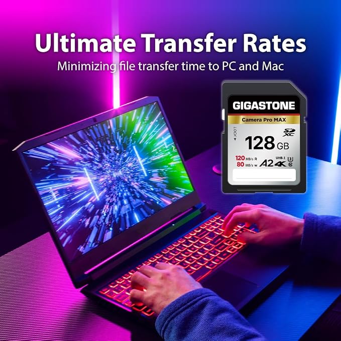 【5-Years Data Recovery】GIGASTONE 128GB SD Card 2-Pack 4K Camera Pro MAX, UHS-I A2 4K SDXC Memory Card High Speed 4K UHD Video Speed up to 160MB/s Compatible with Kodak Digital Camera with 2 Mini cases - Image 5
