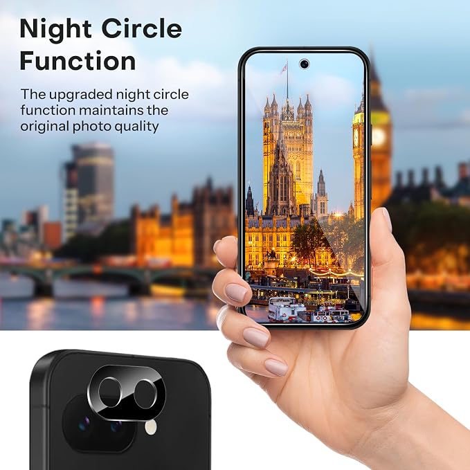 OMOTON 3+2 Pack for Google Pixel 9a Screen Protector 6.3 inch | 3 Pack Tempered Glass Screen Protector & 2 Pack Camera Lens Protector with Alignment Framework, Case Friendly - Image 5