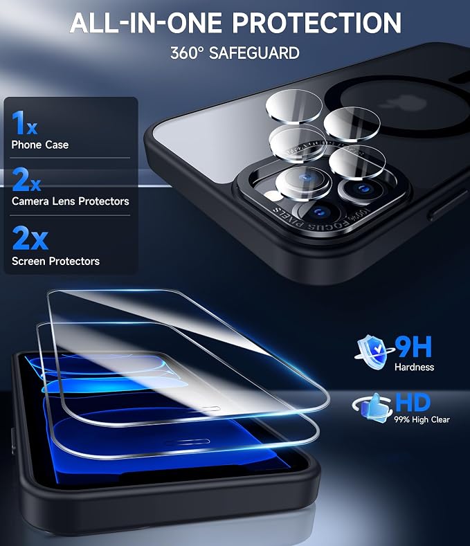 LeYi for iPhone 11-Pro-Case with Screen Protector X2 + Camera Cover X2: i Phone 11pro Cases for MagSafe Magnetic 11Procase Protection Affordable Women Men Daily Style Teens & Young, Black - Image 5