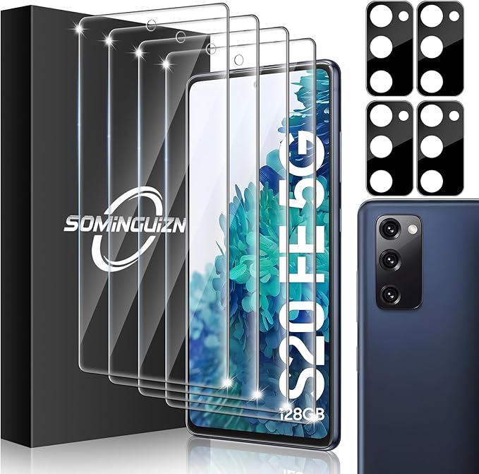 4+4 for Samsung Galaxy S20 FE 5G Screen Protector Camera Lens Protector | 9H Tempered Glass Cell Phone Protector by SOMINGUIZN