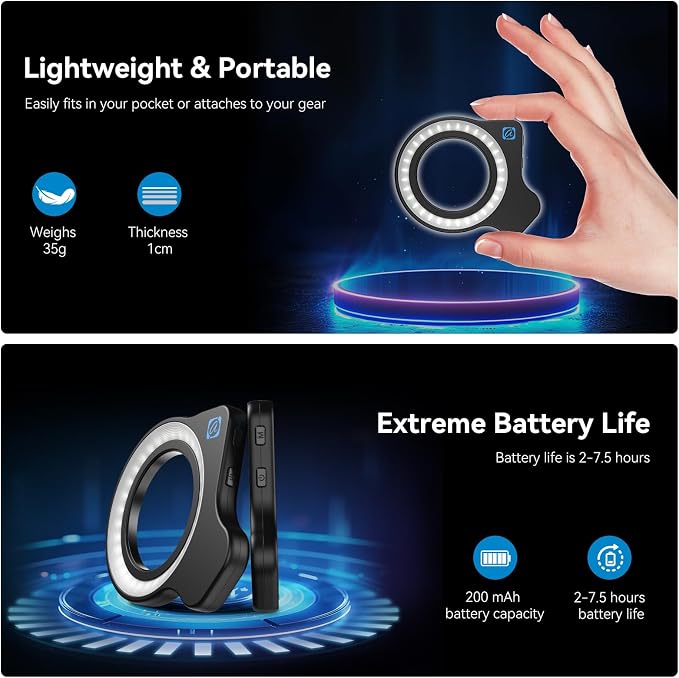 APEXEL Macro Lens Ring Light, 32 High CRI LEDs with 45 Lighting Modes for 37mm/52mm Thread, Ideal for APEXEL 100mm SLR Macro Lens Attachments - Image 6