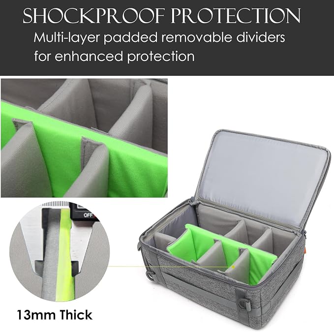 Camera Insert Bag,Shockproof &Pressure-proof Dual Opening Padded Camera Lens Cube Case Backpack,Digital DSLR SLR Mirrorless Cameras Storage,Suitable for mountaineering bags over 20 liters(M) - Image 7