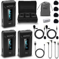 Movo WMX-2-DUO Wireless Camera Microphone Lapel Mic with Charging Case - Lav Mic, Wireless Lapel Microphone 2.4GHz Lavalier, Lav Mic for Vlogging, DSLR, Computer by Movo