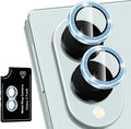 for Samsung Galaxy Z Fold 8 Camera Lens Protector, Individual Metal Ring Tempered Glass Lens Cover, [Strong Adsorption] Scratch Resistant Ultra-Thin HD Clear Lens Cover,1 Set-Blue Sparkly by Btscase