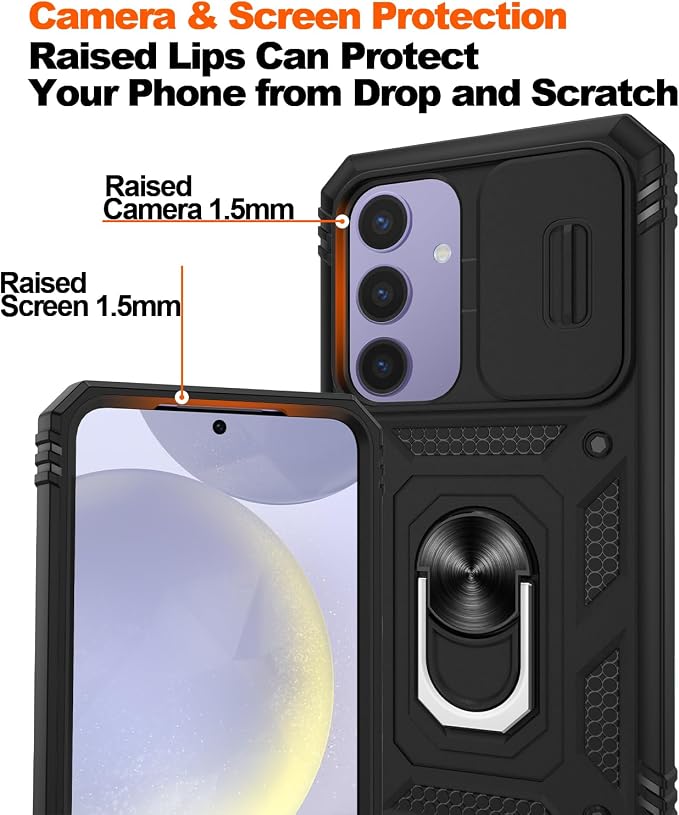 Gritup for S24 Plus Case: Galaxy S24 Plus Case with 2*Screen Protector | Magnetic Stand & Slide Camera Cover | Shock Proof Military-Grade Funda para S 24 Plus Cover -Black - Image 5