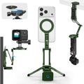 OMOTON TP02-Ultra Multi-Device Camera & Phone Mount with 1/4" Adapter Green | Built-In 1/4" & Arca Base, Clamp, Magnetic & Tripod Setups for iPhone, Pocket/Action Cameras, Overhead & Low-Angle Filming by OMOTON