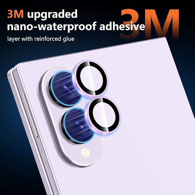 for Samsung Galaxy Z Fold 8 Camera Lens Protector, Individual Metal Ring Tempered Glass Lens Cover, [Strong Adsorption] Scratch Resistant Ultra-Thin HD Clear Lens Cover, 1 Set-Purple Ring - Image 4