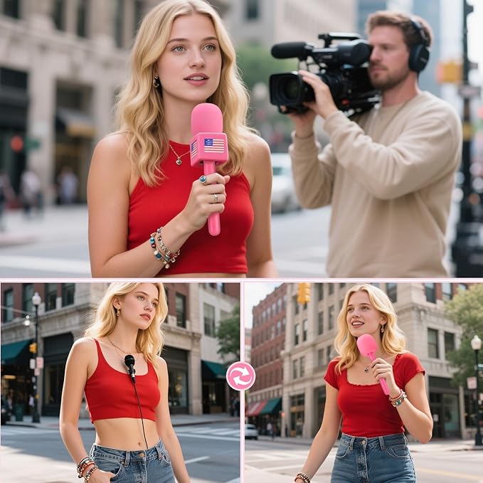 Facmogu Pink Mic Holder for DJI Wireless Mic, Handle for Rode Wireless Pro | 3PCS Foam Cover | Pink Microphone Accessories for Dji Mic Mini | Interview Handle for DJI/Rode/Hollyland Lark Lavalier - Image 7
