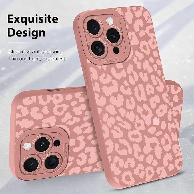 Cute Pink Cheetah Print Phone Case for iPhone 15 Pro Max 6.7" | Aesthetic Leopard Pattern Design Cover Full Camera Lens Protective Shockproof Soft Slim TPU Funda for Women Girls - Image 4