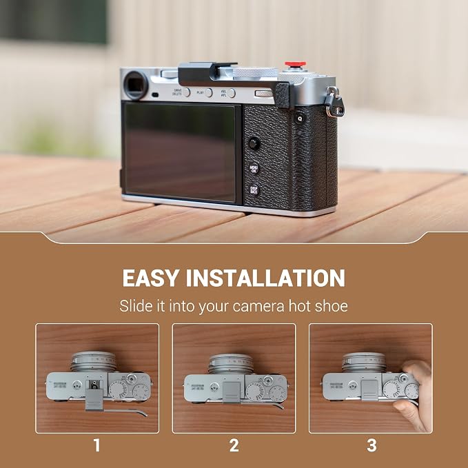 X-E5 Thumb Grip w Shutter Button & Full-Coverage for Fujifilm XE5 - Black | Aluminum Alloy X-E5 XE5 Camera Thumb Grip with Hot Shoe Cover Protector Thumb Rest Support Holder Not Affect The Use of Dial - Image 5