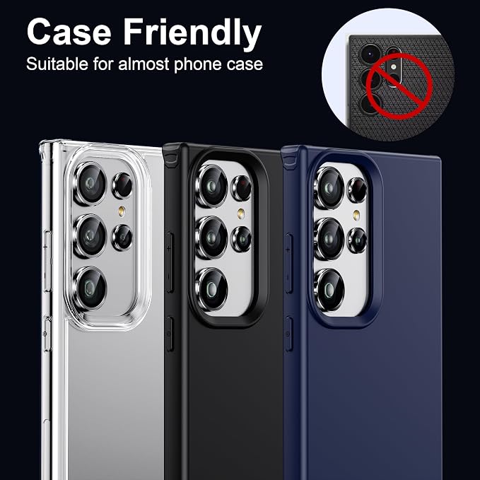 WSKEN for Samsung Galaxy S24 Ultra Camera Lens Protector - Ultra Thin | Case Friendly, 9H Shatterproof Tempered Glass, Anti Scratch Metal Circle, Camera Screen Protector Cover Accessories, Silver - Image 5