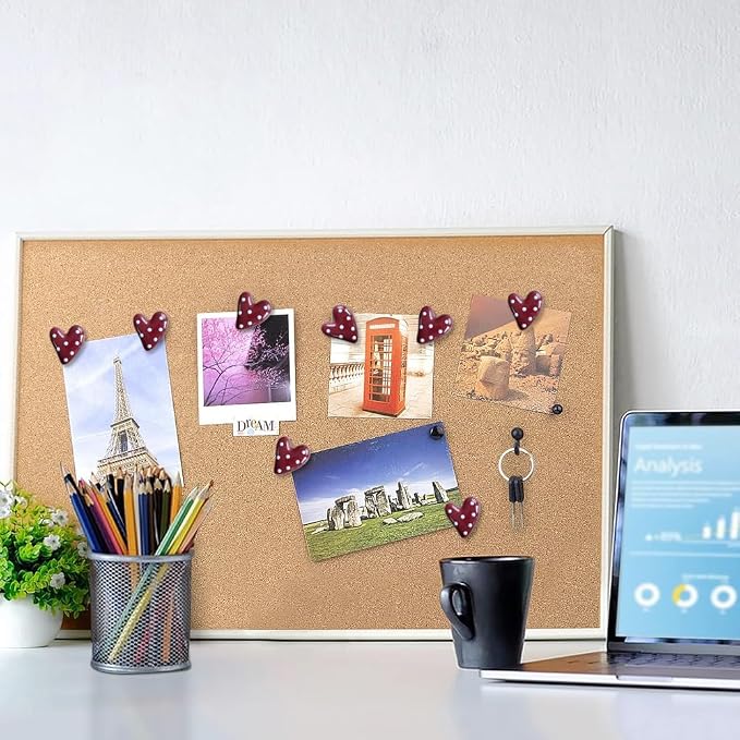 50 pcs of Cute Soft Wooden Board thumbtack with Golden Hearts can be Used for Photo Walls, memos, whiteboards, and Decorative thumbtack (Red Wave Point) - Image 5