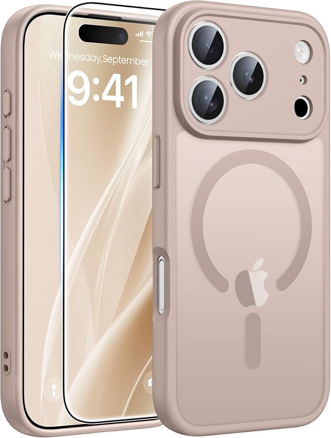 FNTCASE for iPhone 17 Pro Max Case, Fit for Magsafe, Screen Protector | Full Camera Protection, Translucent Matte, 14FT Military Grade Drop Proof, Shockproof Protective Phone Cover, Desert Gold by FNTCASE