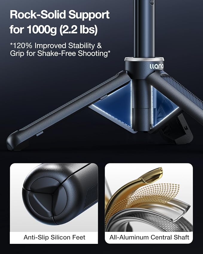 llano 16" Magnetic Action Camera Tripod for DJI Osmo Action 6, Osmo Nano, Mini Tripod with Magsafe Quick Release Adapter, Small Selfie Stick, 360° Ball Head, Portable, Lightweight, Black - Image 5