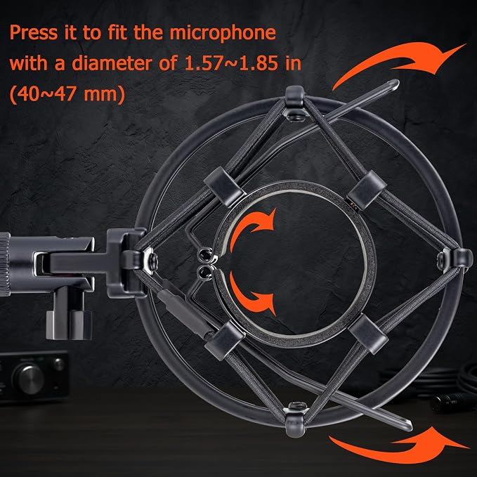 Microphone Shock Mount, Metal Mic Holder Clip for 1.65-1.85"(42-47mm) Diameter Condenser Mics Reduce Vibration Noise and Improve Recording Quality for Bluebird Baby Bottle CAD U37 GXL2200 - Image 4
