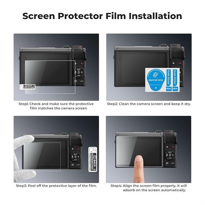 K&F CONCEPT 3 Pack Camera Screen Protector Compatible with Canon G7X III | Ultra Clear Tempered Glass Screen Protector Anti Scratch Bubble Free Ultra Resistant PF06 - Image 5