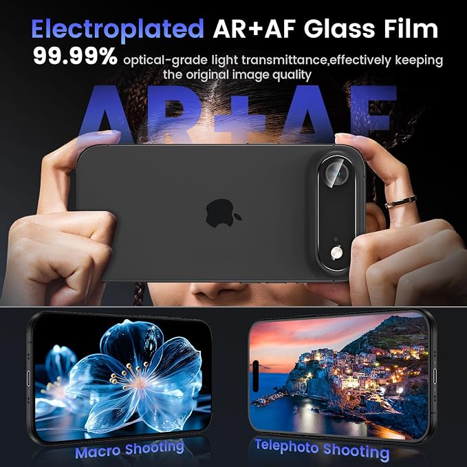 Tensea 3Pcs for iPhone Air Camera Lens Protector | Tempered Glass Film Camera Cover Lens Screen Protector, HD Clear, Full Edge to Edge, Case Friendly for iPhone 17 Air 6.5" - Image 3
