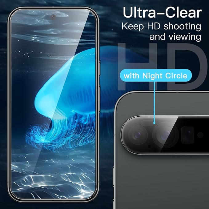 JETech Screen Protector for Google Pixel 10 Pro, 2+2 Pack | with Camera Lens Protector, HD Clear Tempered Glass, Anti-Scratch Protection, Easy Installation Tool - Image 6